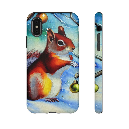 A Squirrel Decorates the Forest for Christmas - Impact Resistant Phone Case iPhone X Matte